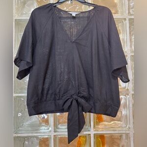 Nine West Black Tie-Front Blouse